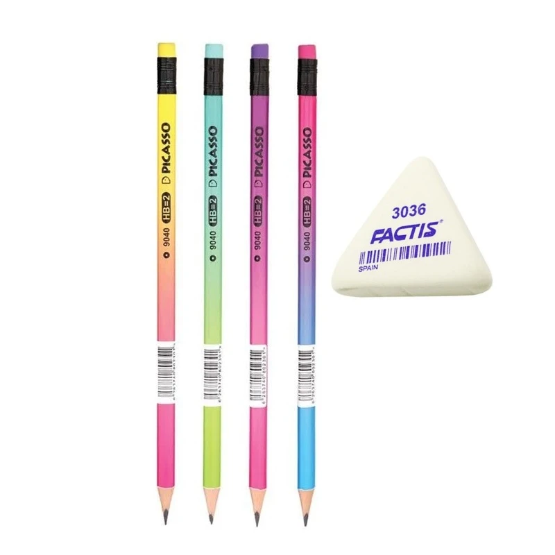 پاک کن فکتیس مدل مثلثی به همراه مداد مشکی مجموعه 5 عددی 