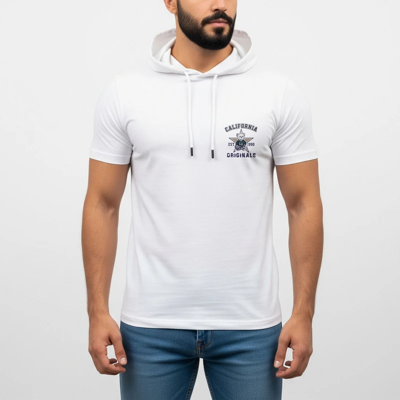 تی‌شرت کلاه‌دار آستین کوتاه مردانه مدل 14040509