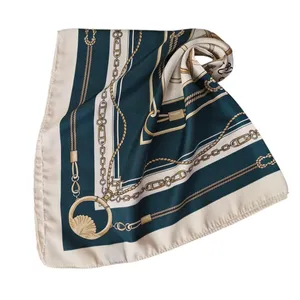 روسری دخترانه مدل مینی ساتن توییل مجلسی طرح زنجیر