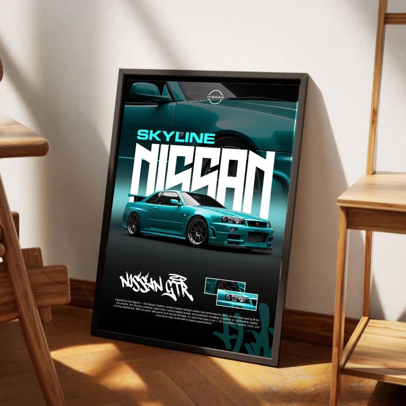 تابلو طرح ماشین نیسان کد ۱۰۰۲ فریم مشکی