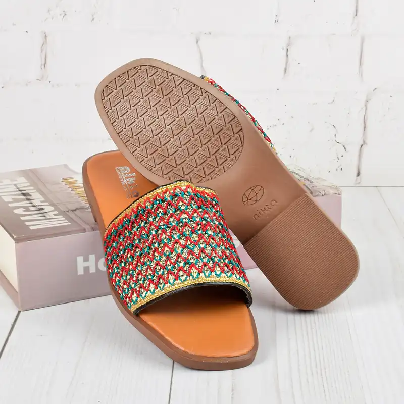 صندل زنانه نیکتا مدل کویلتی BK.4051