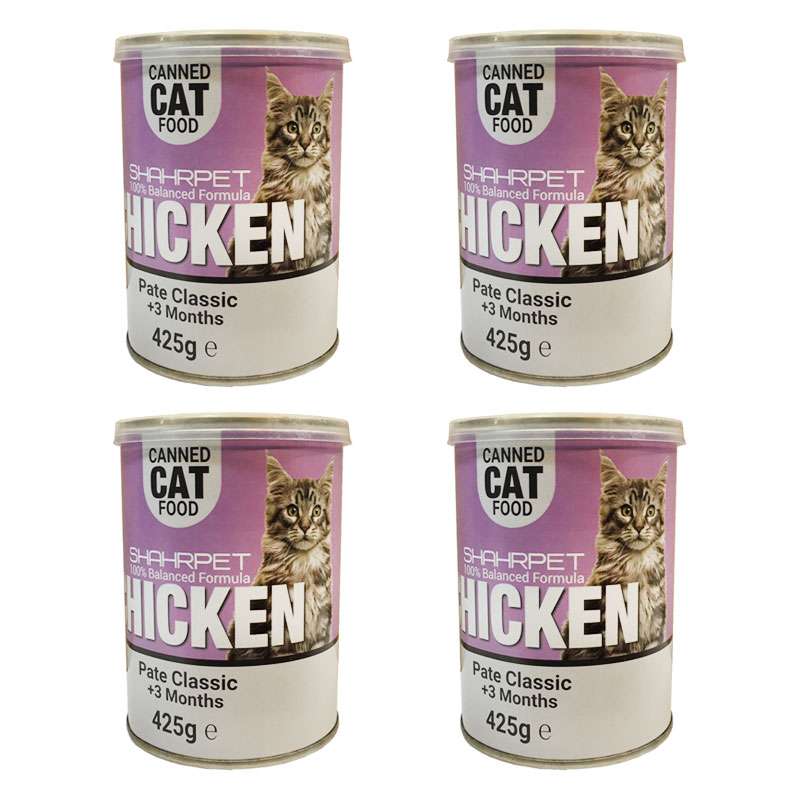 کنسرو غذای گربه شهرپت مدل Chicken وزن 425 گرم بسته 4 عددی