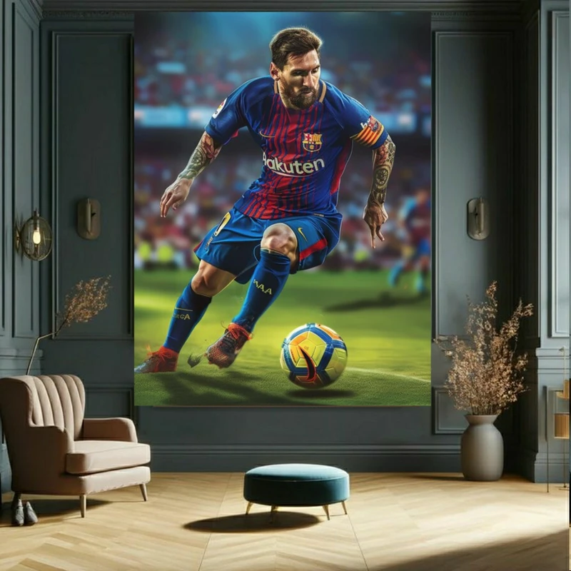 تابلو بوم طرح مخمل مسی در بارسلونا کد BK2105