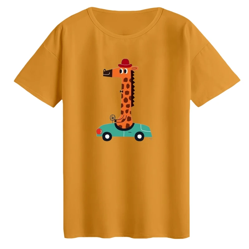 تی‌شرت لانگ آستین کوتاه زنانه مدل آقای زرافه