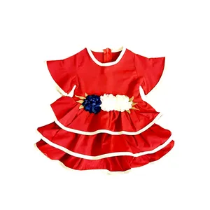 پیراهن دخترانه مدل آبشاری رنگ قرمز