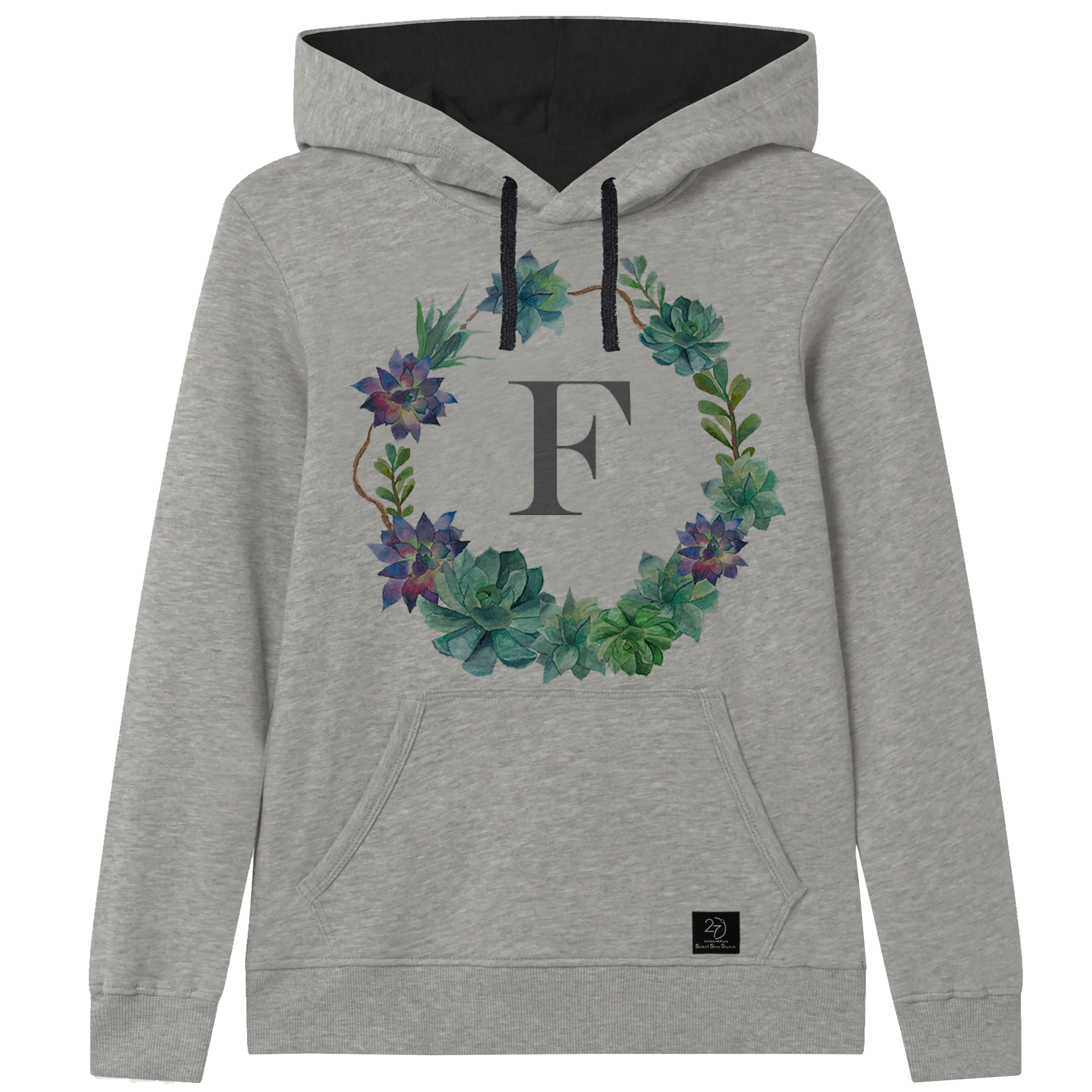 هودی دخترانه 27 مدل F کد V51 رنگ طوسی