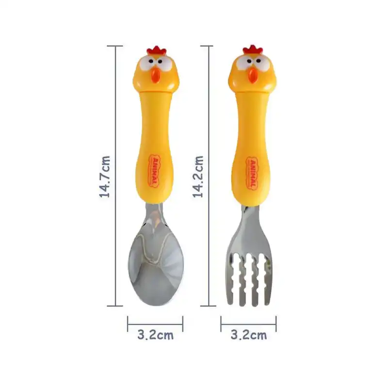 ست قاشق و چنگال کودک مدل عروسکی خروس