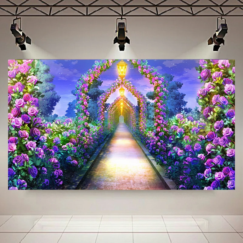 تابلو بوم طرح مخمل مدل باغ گلها و طبیعت دلنشین کد AR30644