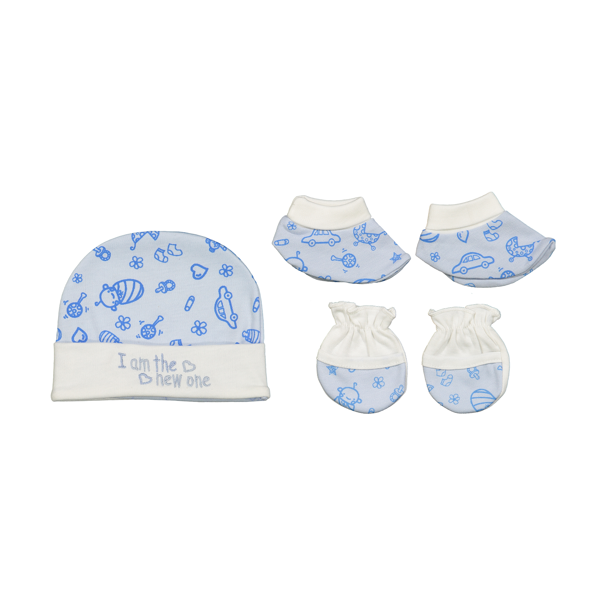 ست کلاه و دستکش و پاپوش نوزادی پاپو مدل قلب و ماشین