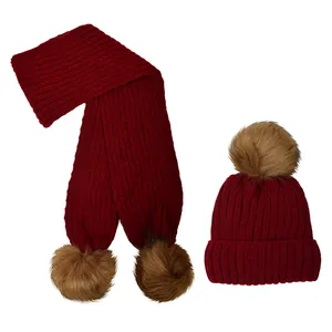 ست کلاه و شال گردن بافتنی بچگانه مدل P2-5004