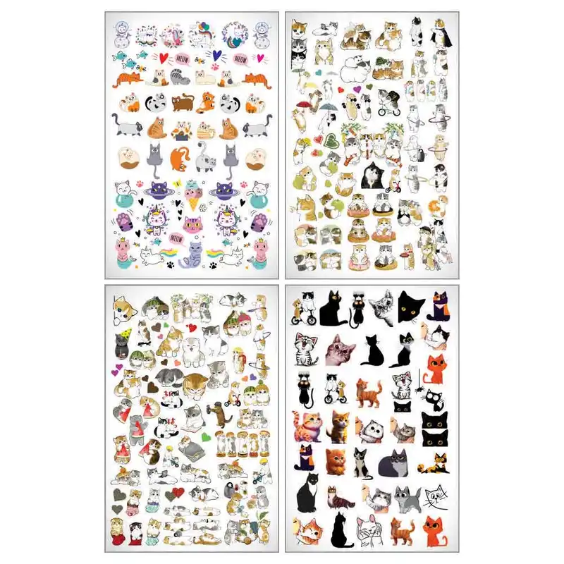 برچسب لنز ناخن طرح گربه کد BLNG 4001 مجموعه 4 عددی