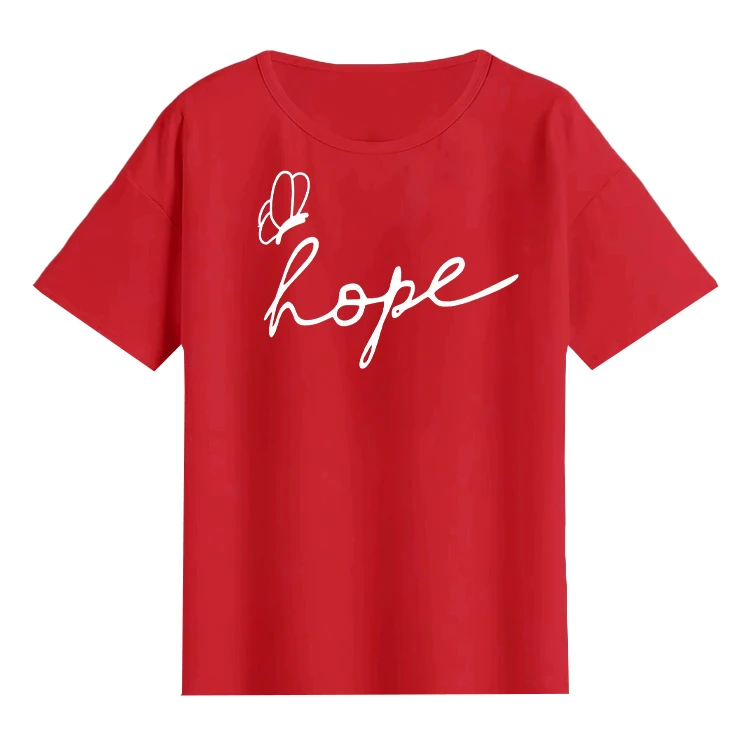 تی‌شرت لانگ آستین کوتاه زنانه مدل hope کد A1083-R