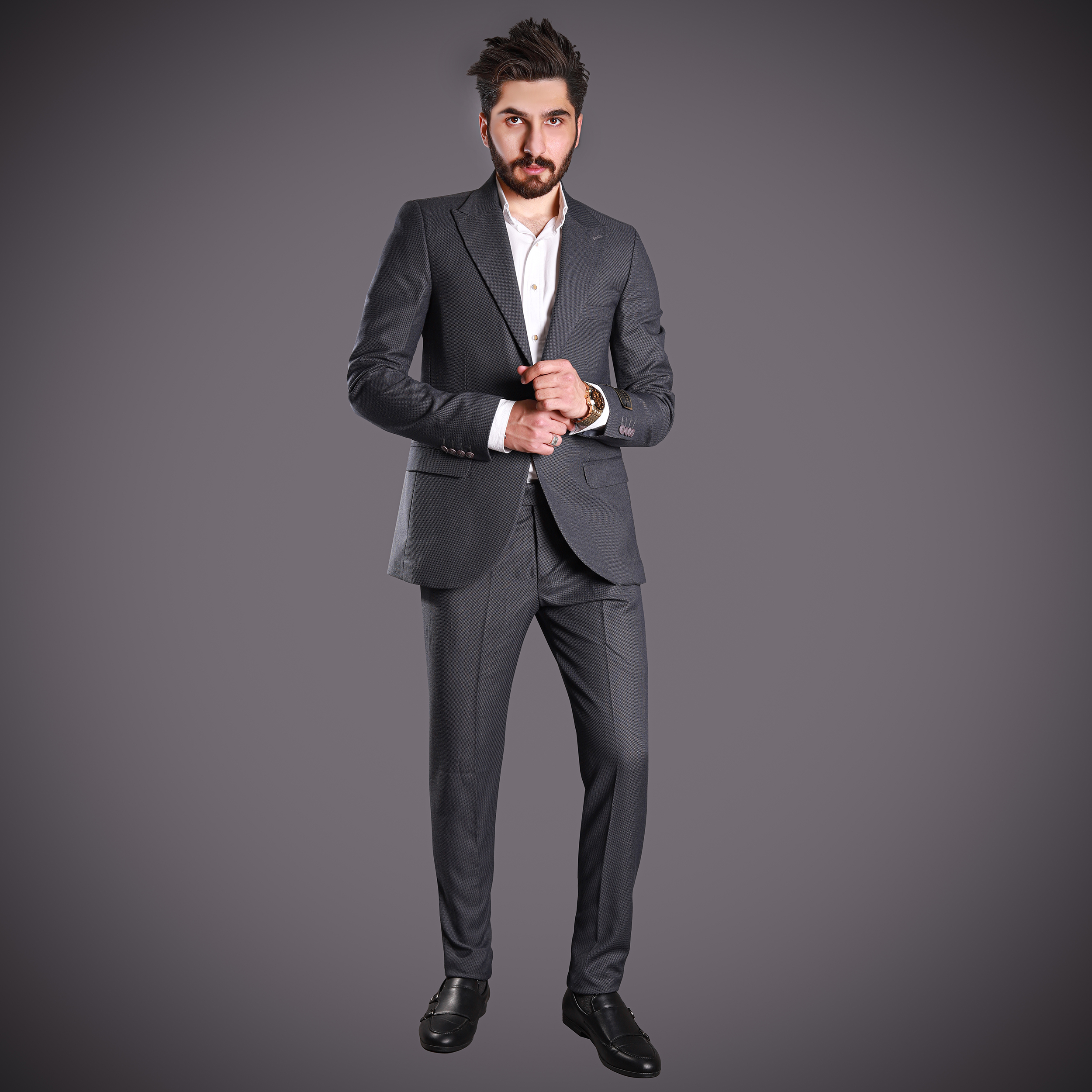 کت و شلوار مردانه مدل SOLG-JO رنگ نوک مدادی