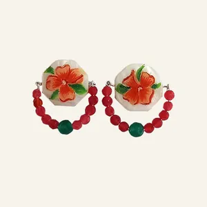 گوشواره دست دوز زنانه مدل گل مینیاتوری ۰۵