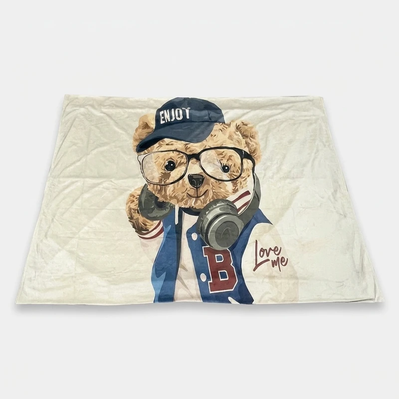 پتو مسافرتی 1 نفر مدل Happier Bear سایز 200x155 سانتی‌متر