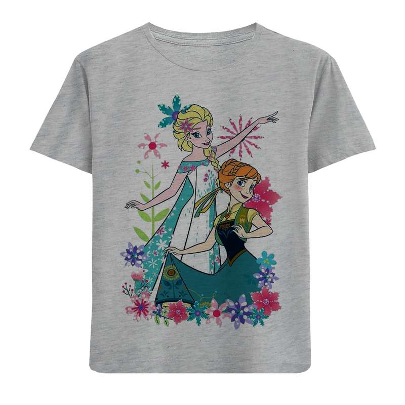 تی شرت آستین کوتاه دخترانه مدل السا و آنا F737