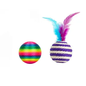 اسباب بازی گربه نیکوپت مدل توپ پردار و هفت رنگ بسته دو عددی 