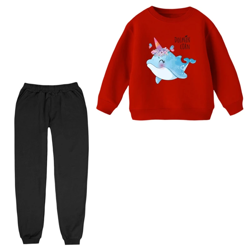 ست سویشرت و شلوار راحتی بچگانه مدل دلفین بامزه 