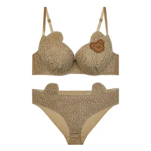 ست شورت و سوتین زنانه مدل جکدار اسفنجی طرح تدی عروسکی کد E0084