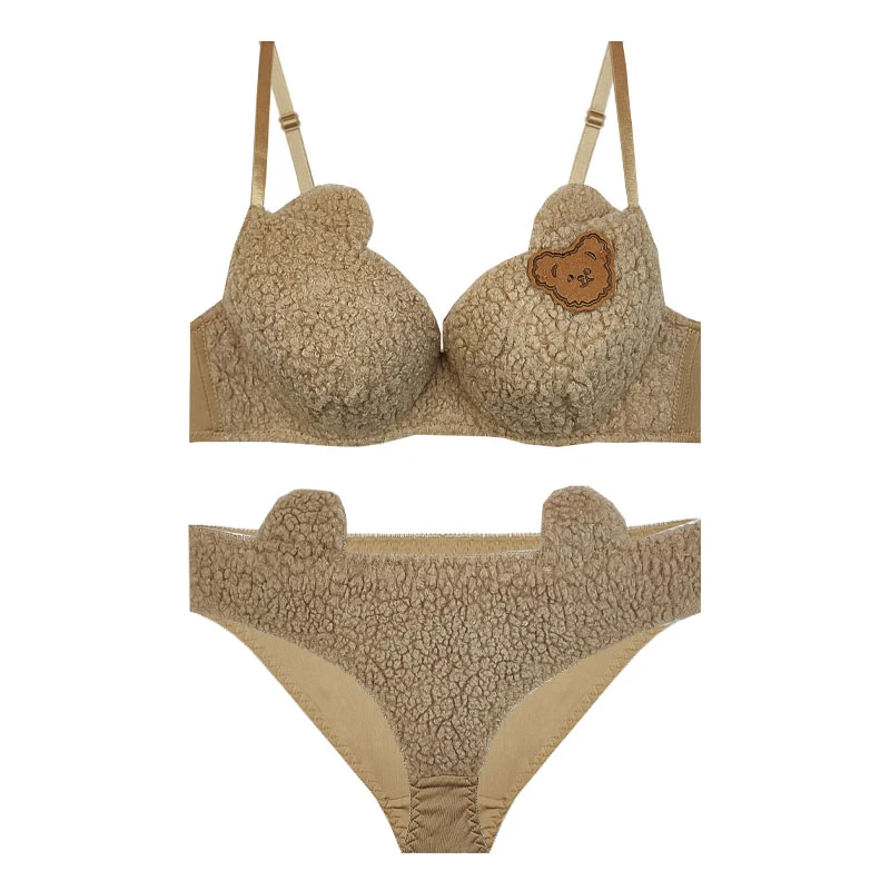 ست شورت و سوتین زنانه مدل جکدار اسفنجی طرح تدی عروسکی کد E0084