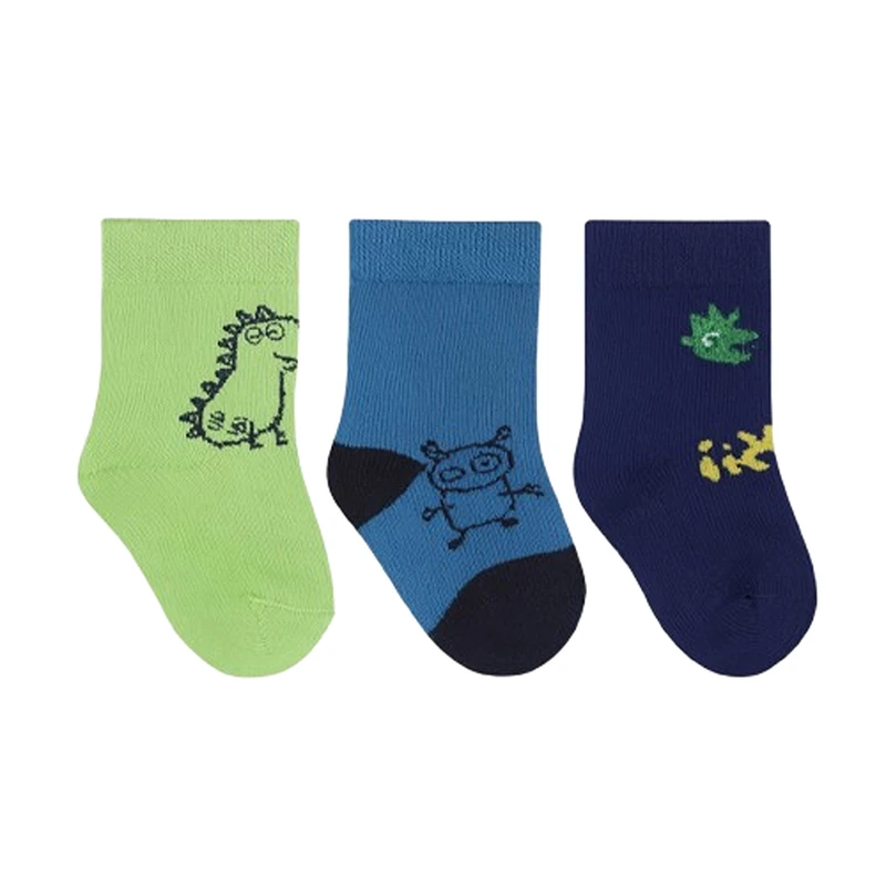 جوراب ساق کوتاه پسرانه پپاپیگ مدل ۶۰۰ مجموعه سه عددی 