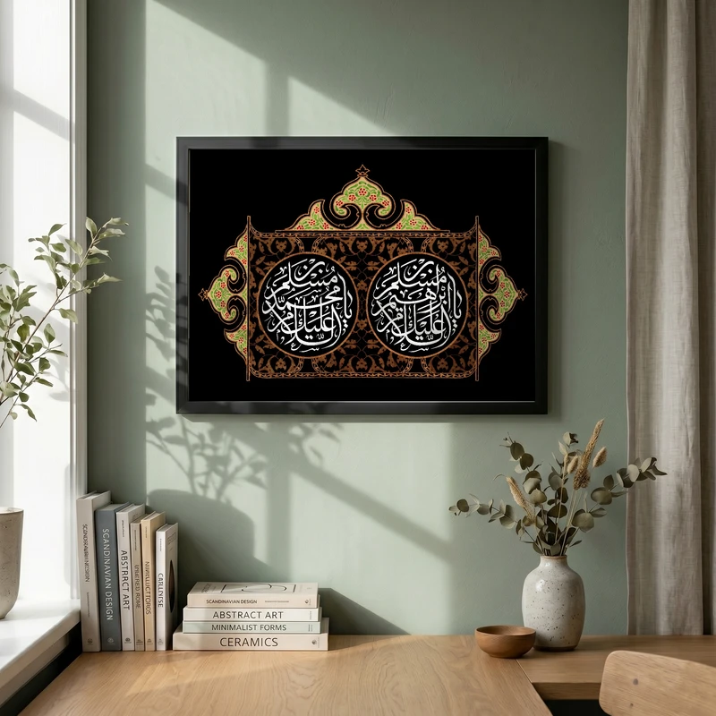 تابلو طرح شهادت طفلان حضرت مسلم (ع) مدل G14429 فریم مشکی