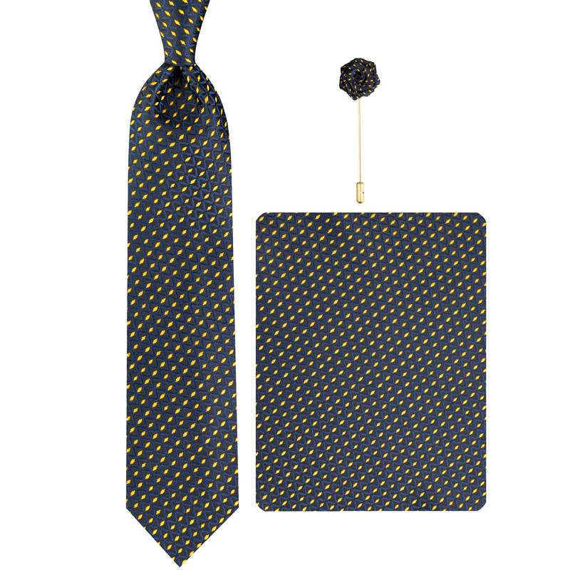 ست کراوات و دستمال جیب و گل کت مردانه جیان فرانکو روسی مدل GF-CA3605-BK