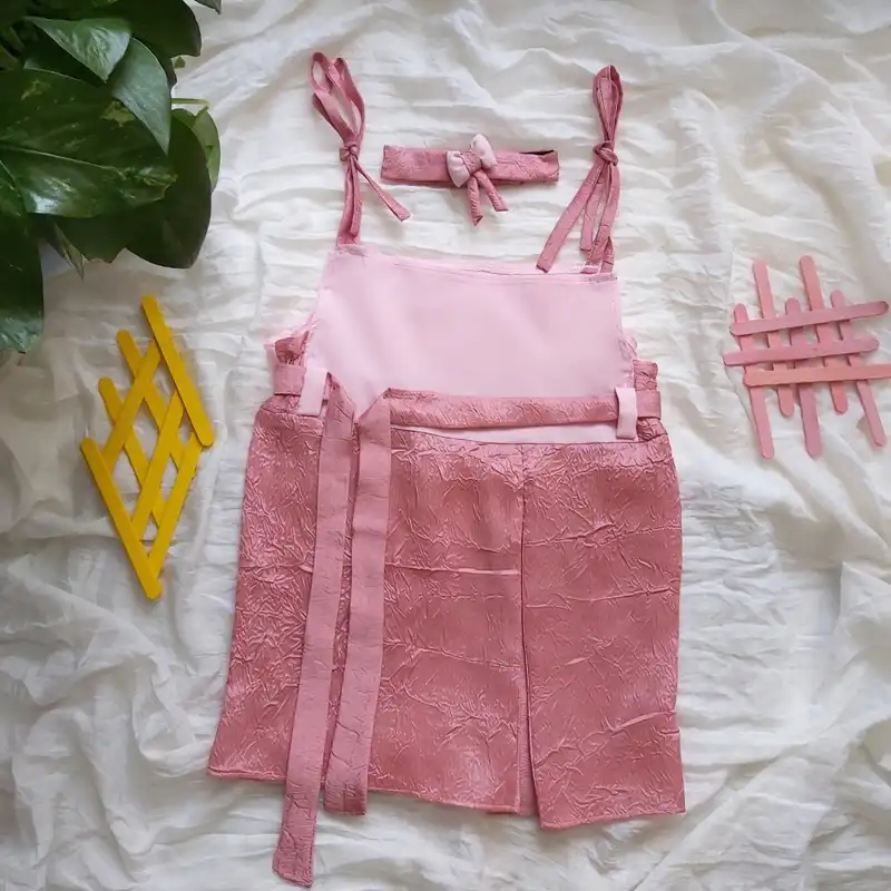 ست پیراهن و هدبند نوزادی مدل عروسکی مهمانی