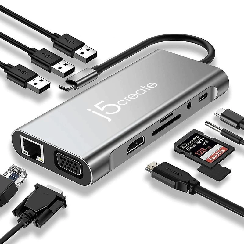 عکس شماره 5 : هاب 10 پورت usb-c جی فایو کیرییت مدل verta