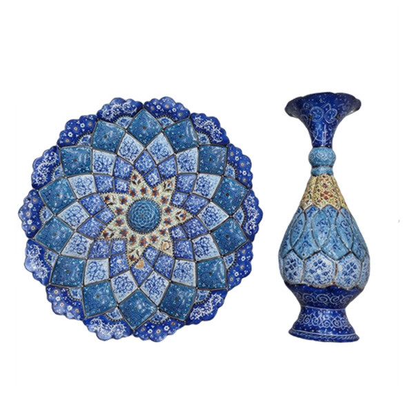 ست گلدان و بشقاب میناکاری کد 157