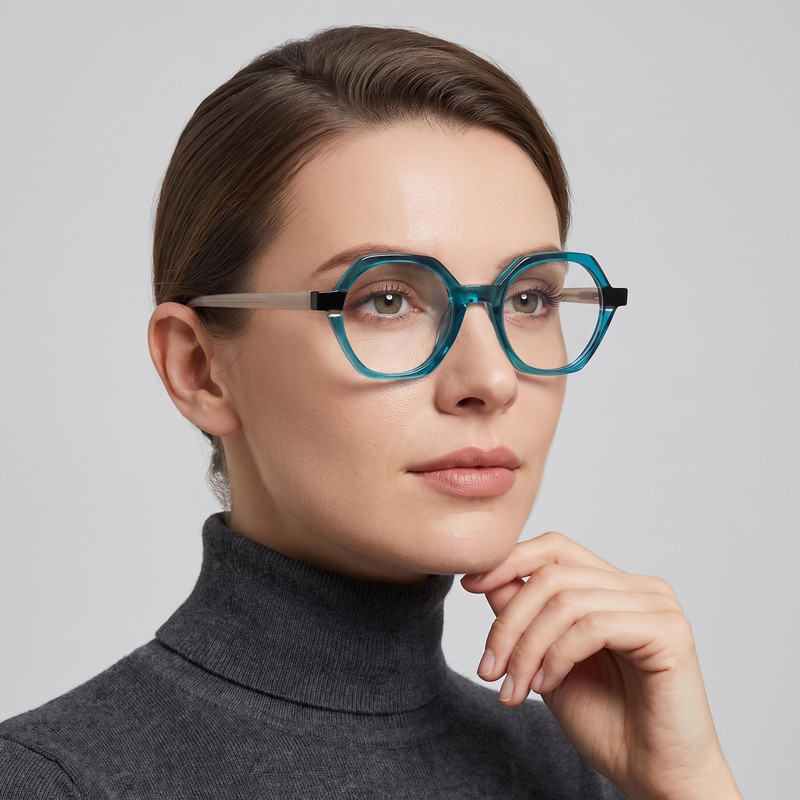 فریم عینک طبی چند ضلعی مدل PS8825C749-P181 مناسب برای صورت بیضی، قلب، گرد، لوزی، مثلث، مربع، مستطیل