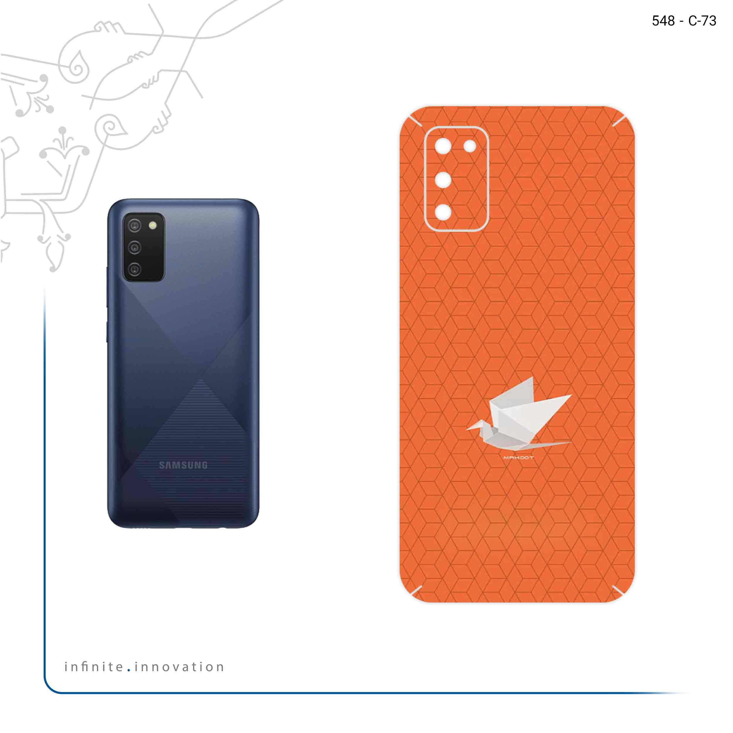 برچسب پوششی ماهوت مدل Minimalist origami bird مناسب برای گوشی موبایل سامسونگ Galaxy A02S