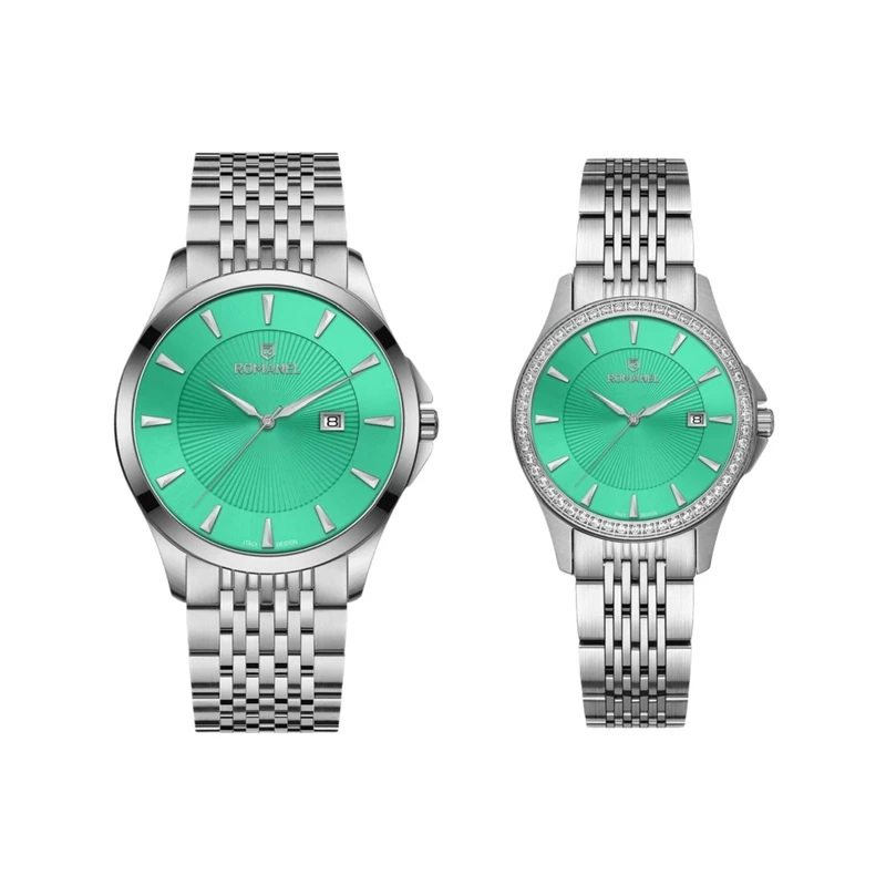 ست ساعت مچی عقربه‌ای کوارتز زنانه و مردانه رومانل مدل RM402001M-G