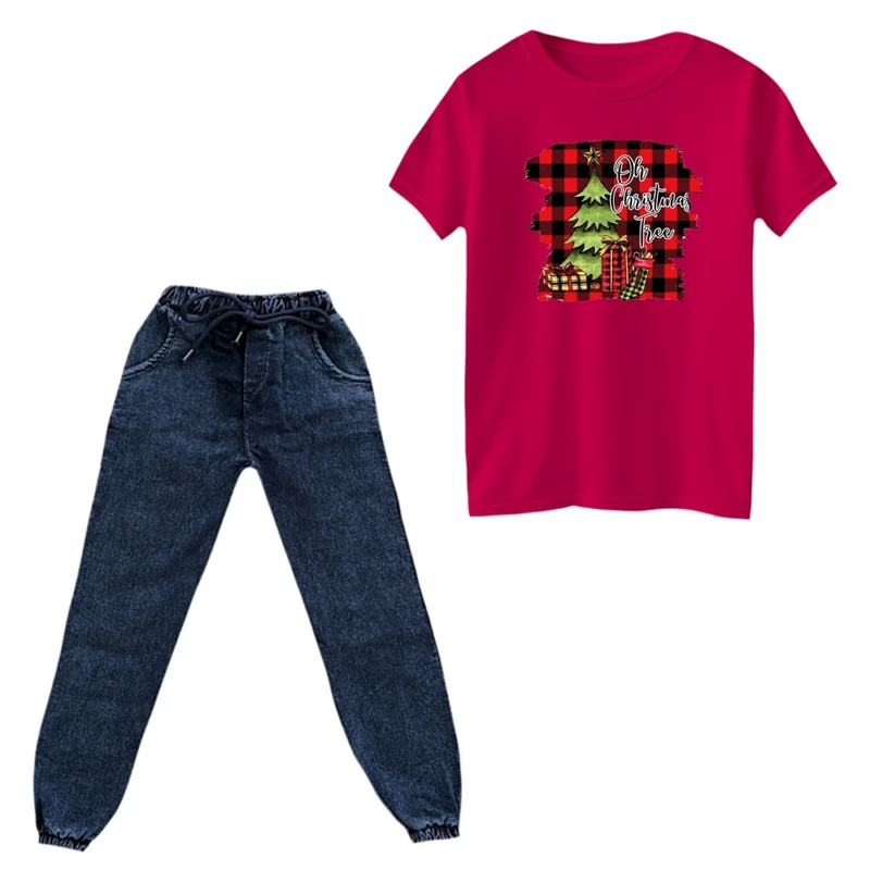 ست تی‌شرت و شلوار پسرانه مدل نوشته کریسمس کد 2