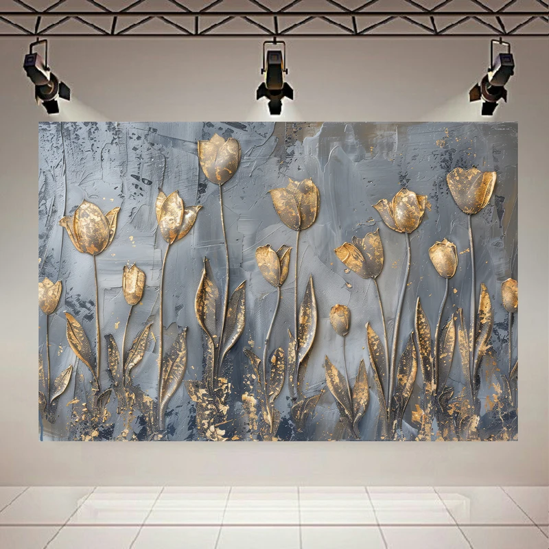 پوستر پارچه ای طرح مخمل انتزاعی گل مدل لاله کد AR303999