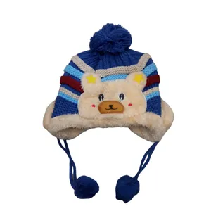 کلاه بافتنی بچگانه مدل خرسی تو خز 001