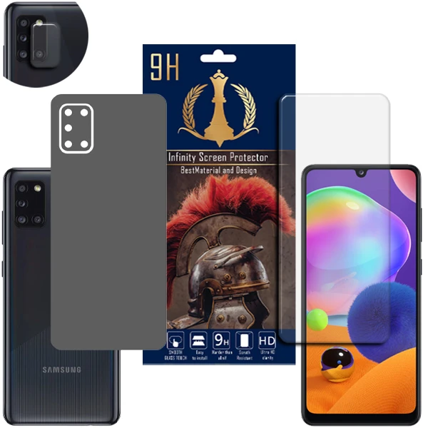 برچسب پوششی اینفینیتی مدل PRO MAX مناسب برای گوشی موبایل سامسونگ GALAXY A31 به همراه محافظ صفحه نمایش و محافظ لنز دوربین