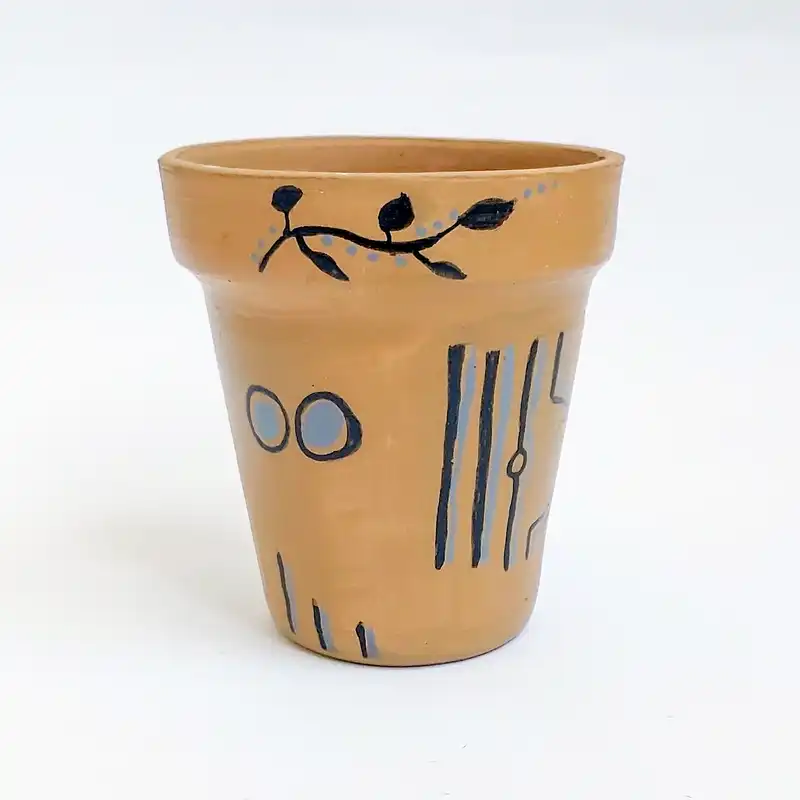 گلدان سفالی مدل صورتک کوبیسم