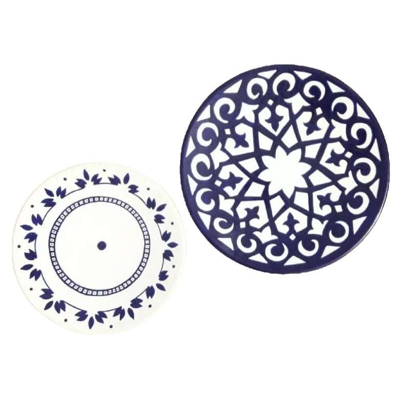 بشقاب دیوارکوب سفالی طرح سنتی مجموعه 2 عددی 