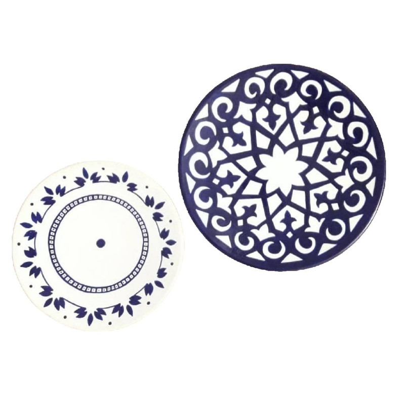 بشقاب دیوارکوب سفالی طرح سنتی مجموعه 2 عددی 