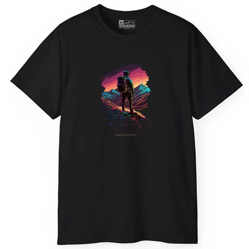 تی شرت آستین کوتاه مردانه پاد آفرین مدل اسپرت طرح طبیعت کمپینگ کد 01093