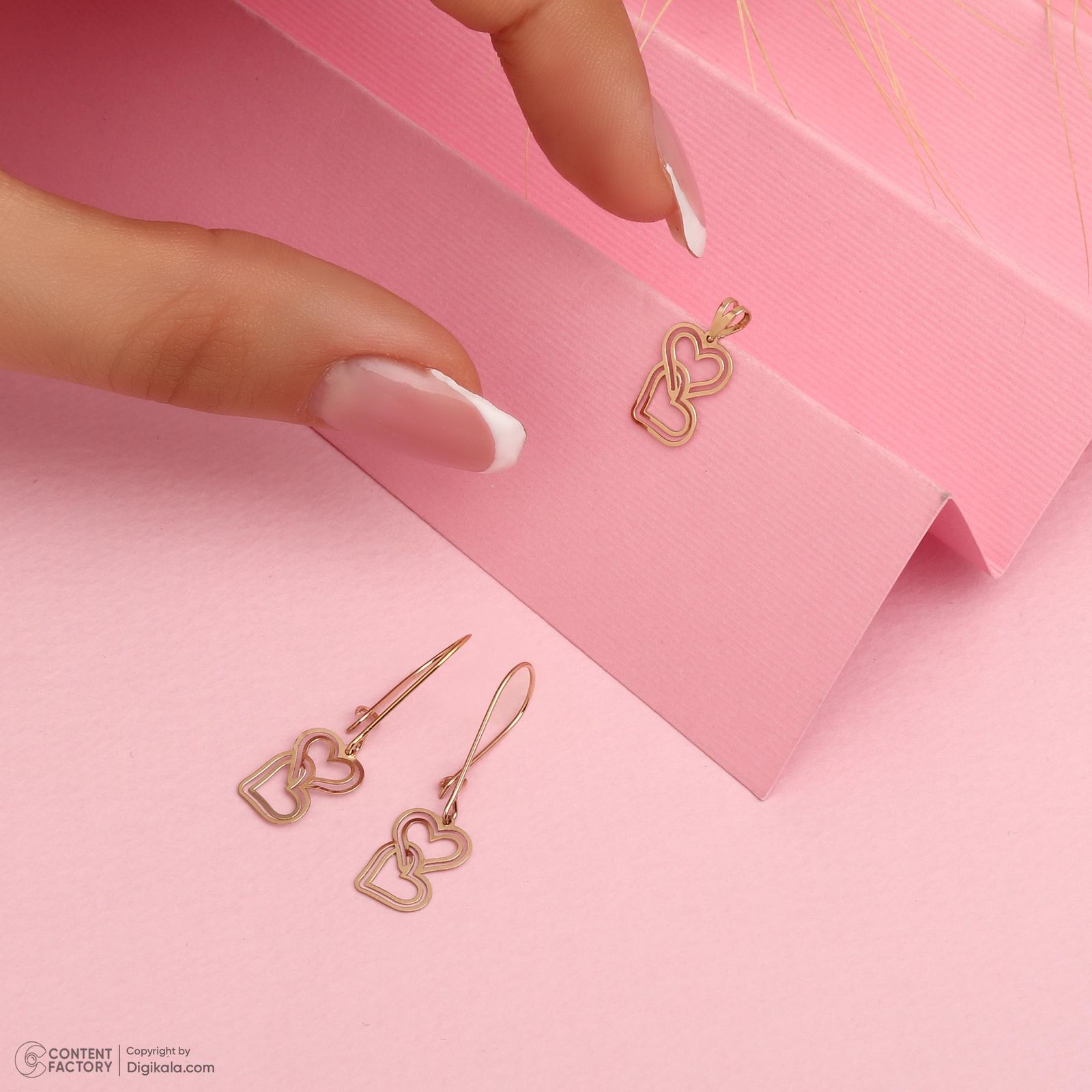 نیم ست طلا 18 عیار زنانه حافا گلد مدل قلب کد nim06 -  - 6