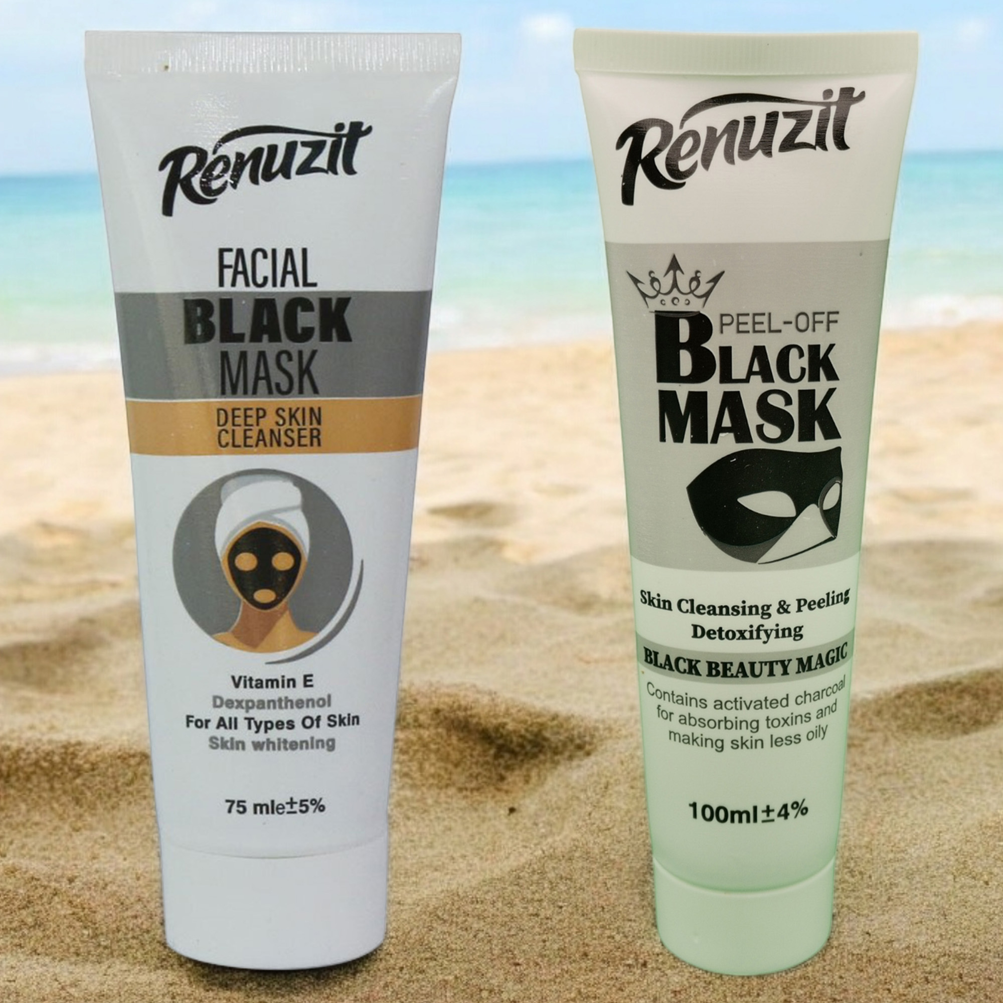 ماسک صورت رینوزیت مدل carbon active حجم 100 میلی لیتر به همراه ماسک صورت رینوزیت مدل Deep حجم 75 میلی لیتر