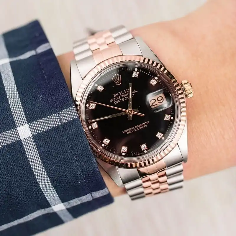 ست ساعت مچی عقربه ای زنانه و مردانه  مدل دیت جاست_roz_mshk_al03