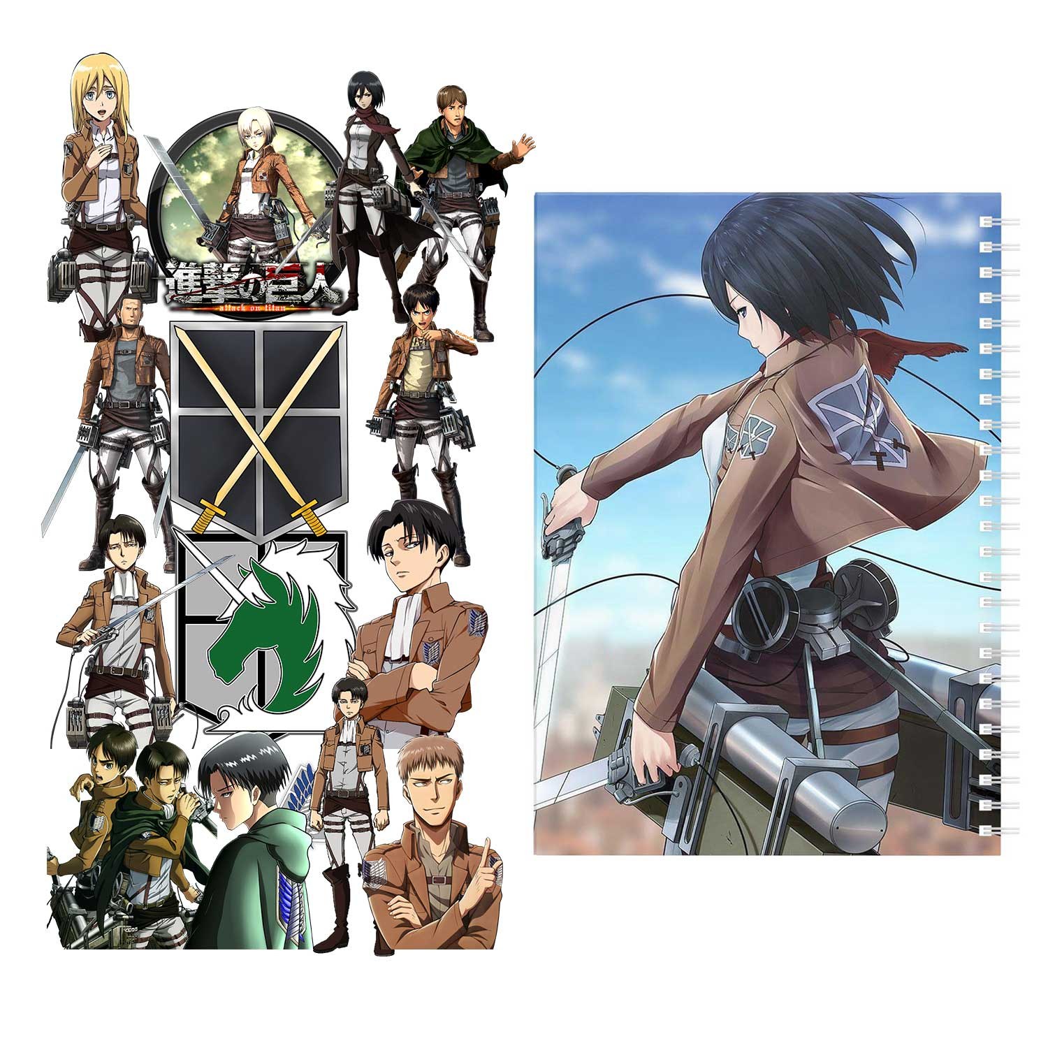 دفتر مشق باژیکان طرح انیمه اتک آن تایتان Attack On Titan کد 20211471 به همراه استیکر لپ تاپ مجموعه 14 عددی