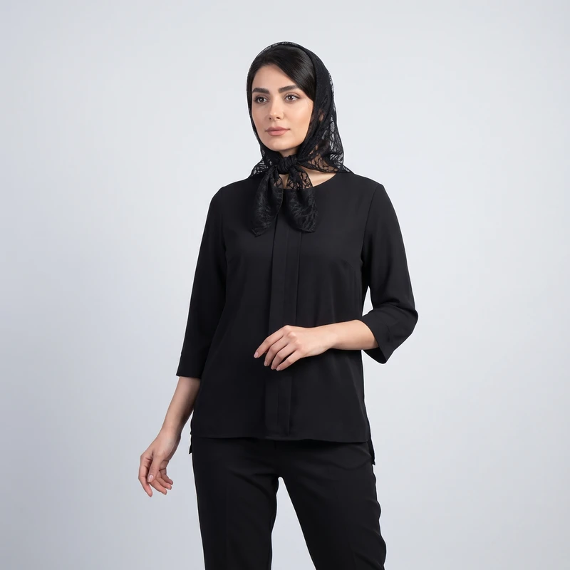 مینی‌اسکارف زنانه توری طرح زیگ‌زاگ مدل 10
