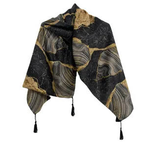 شال زنانه مدل موهر مخمل منگوله دار کد 01