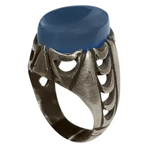 انگشتر نقره مردانه مدل عقیق یمنی کد AYVN2012