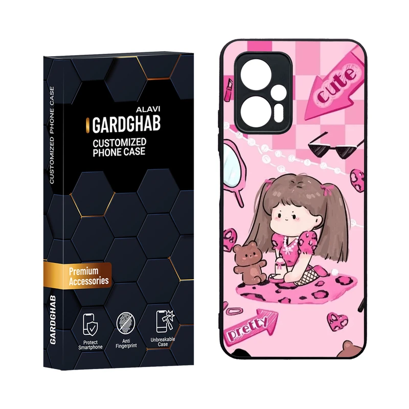 کاور گارد قاب مدل دورژله ای پشت گلس دخترانه مناسب برای گوشی موبایل شیائومی Poco X4 GT / Redmi Note 11t Pro 5G