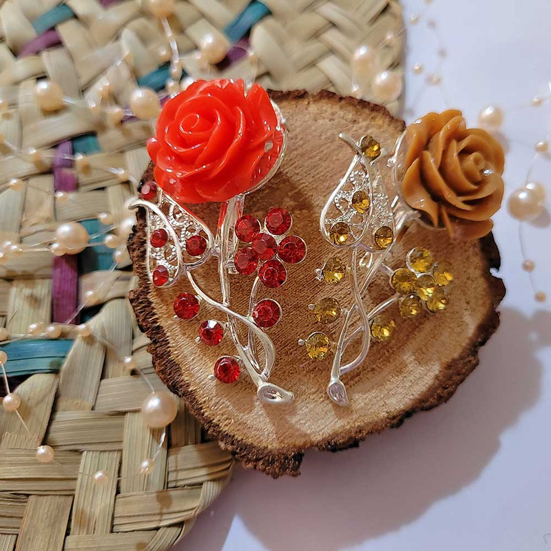 سنجاق سینه دست ساز زنانه نیک ثمر مدل گل رز فلزی سنجاق سینه دست ساز زنانه نیک ثمر مدل گل رز فلزی